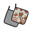 Brindle and White Basenji Vegetables Pair of Pot Holders Pair 7.5x7.5 Quilted Insulated Hot Pads Decorative Kitchen Gift Made in USA