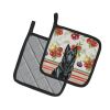 Belgian Sheepdog Groenendael Vegetables Pair of Pot Holders Pair 7.5x7.5 Quilted Insulated Hot Pads Decorative Kitchen Gift Made in USA