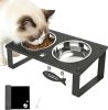 Elevated Cat Bowls with Splash Proof Mat for Kitten Puppy, 10° Tilted Raised Cat Bowl Stand Anti-Vomiting, 2 Wide Shallow Stainless Steel Bowls