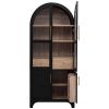 71" Tall Arched Kitchen Pantry Cabinet with Door Shelves, Farmhouse Kitchen Storage Cabinet with Open & Adjustable Shelves, Hidden Drawer & Glass Door